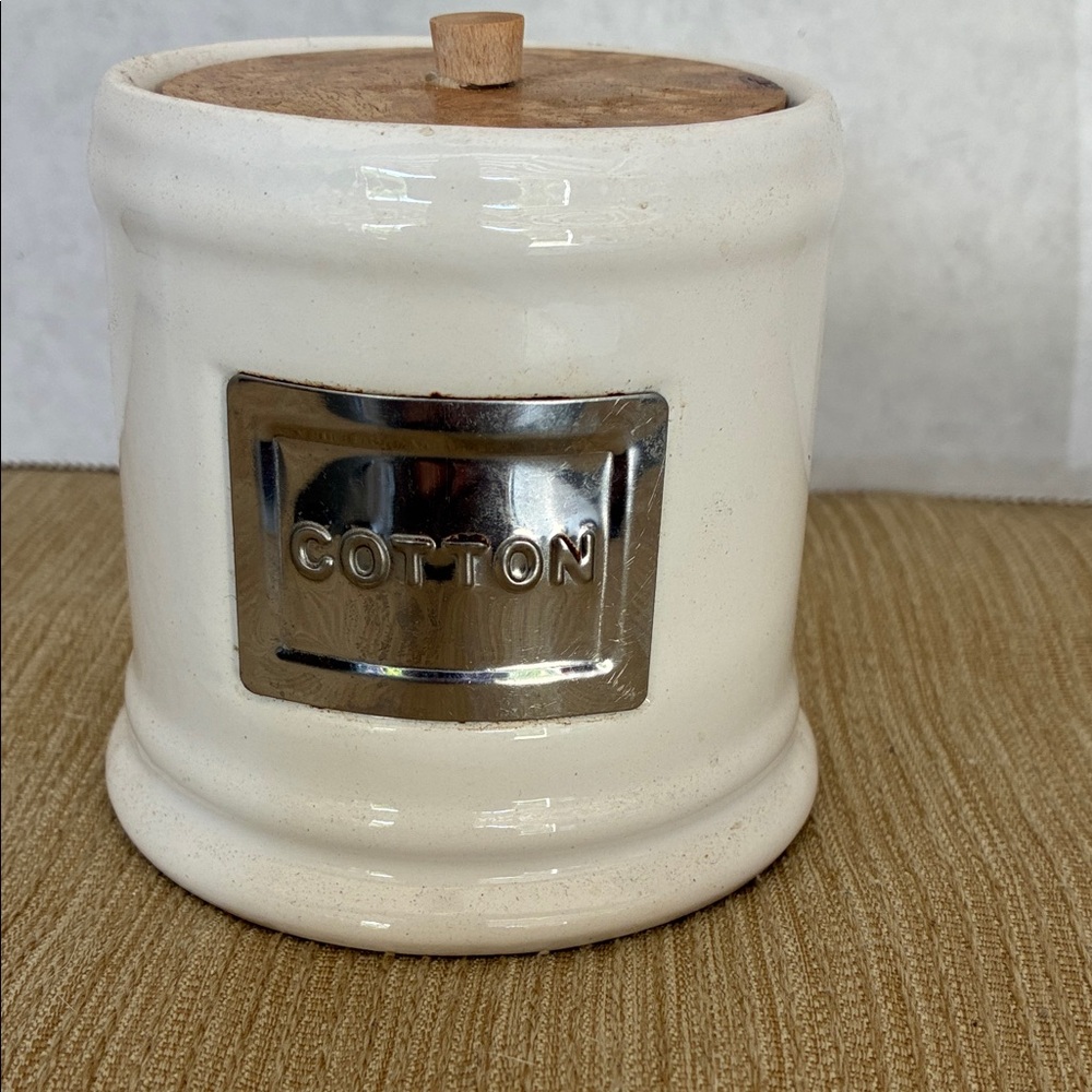 Ceramic Cotton Jar with Wooden Lid